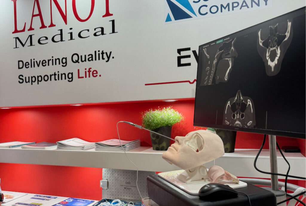 Industry partner Lanoy Medical with Transorbital Model and DICOM showing navigation equipment – ENT Congress 2026