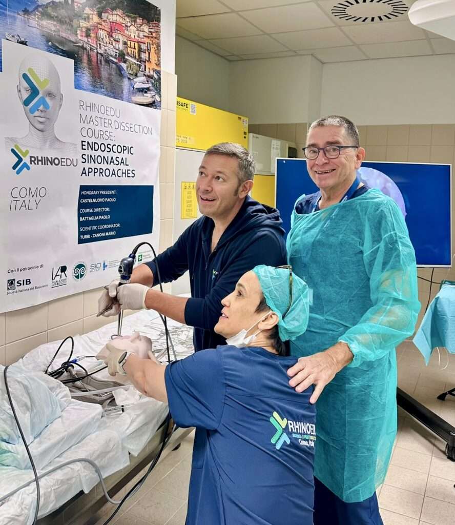 Anatomex 3D at the RHINOEDU Master Dissection Course 2026 in Como 2 Professors Darlene Lubbe, Piero Nicolai and Paolo Battaglia at the RHINOEDU surgical course in Como